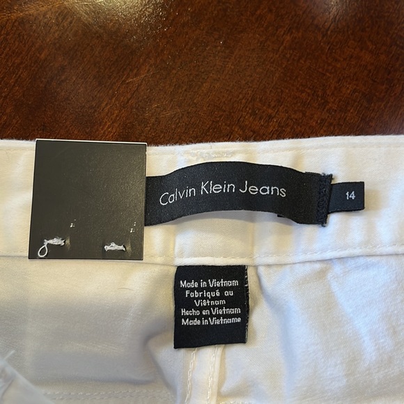 CALVIN KLEIN JEANS WHITE PANTS SIZE 14 women cotton white pants cropped pants - Picture 15 of 16